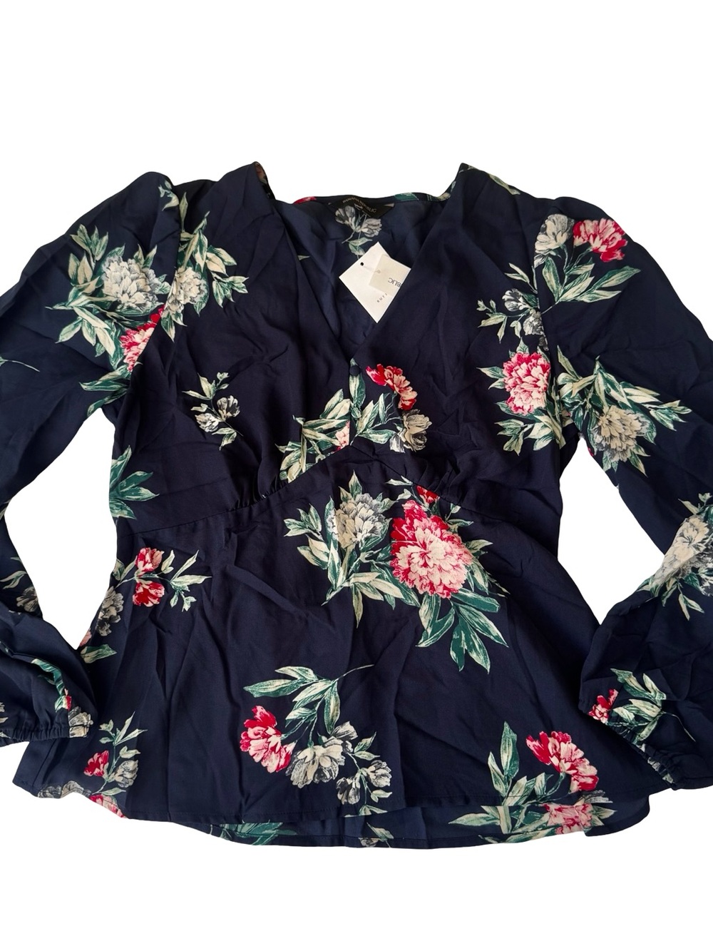NWT Banana Republic Women’s Navy Floral V-Neck Long Sleeve Blouse Size M